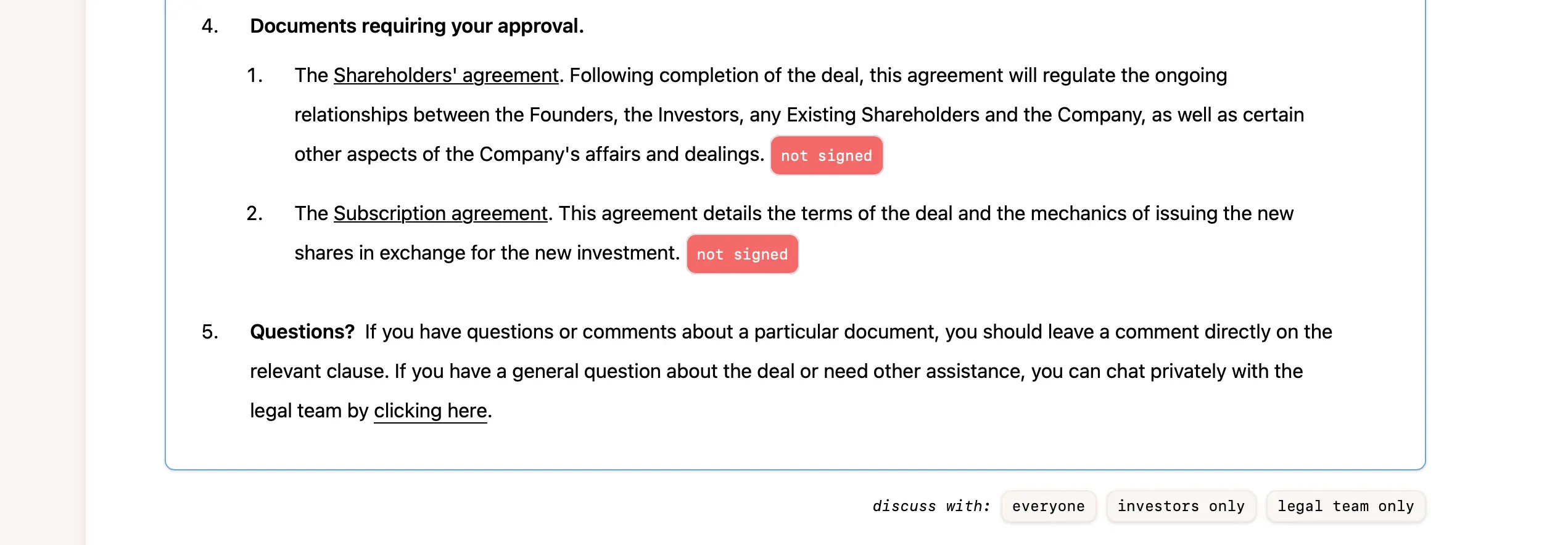 A screenshot showing the RoboLawyer interface from a party's perspective