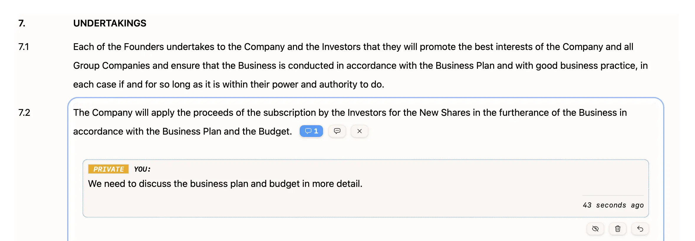 A screenshot showing a comment after it has been left
