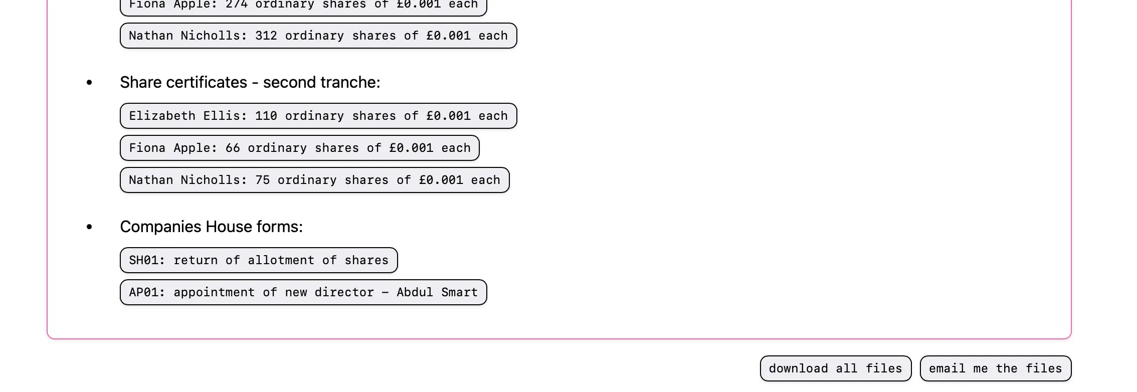 A further screenshot showing the additional documents available.