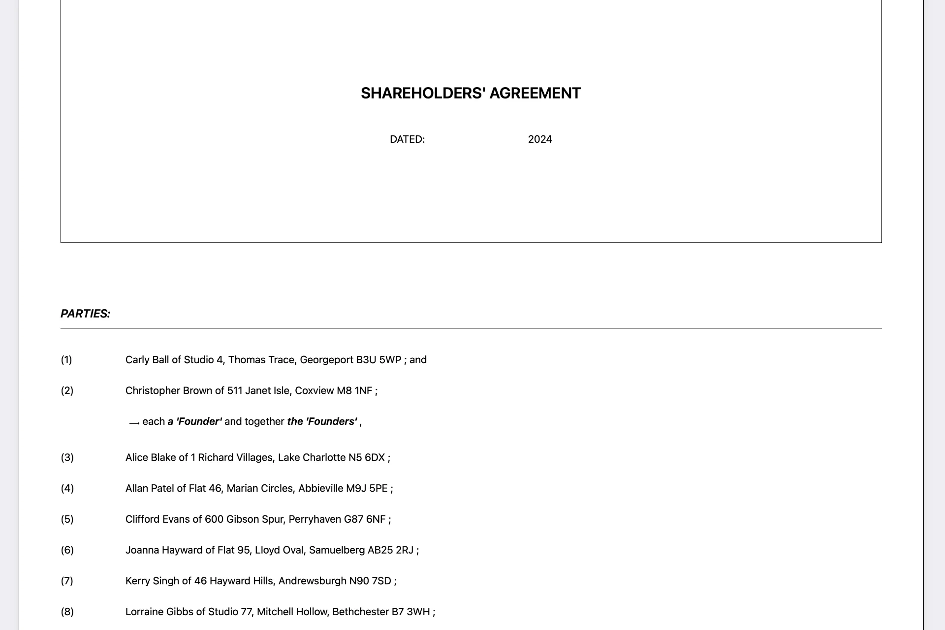 A screenshot of a perfectly drafted legal document