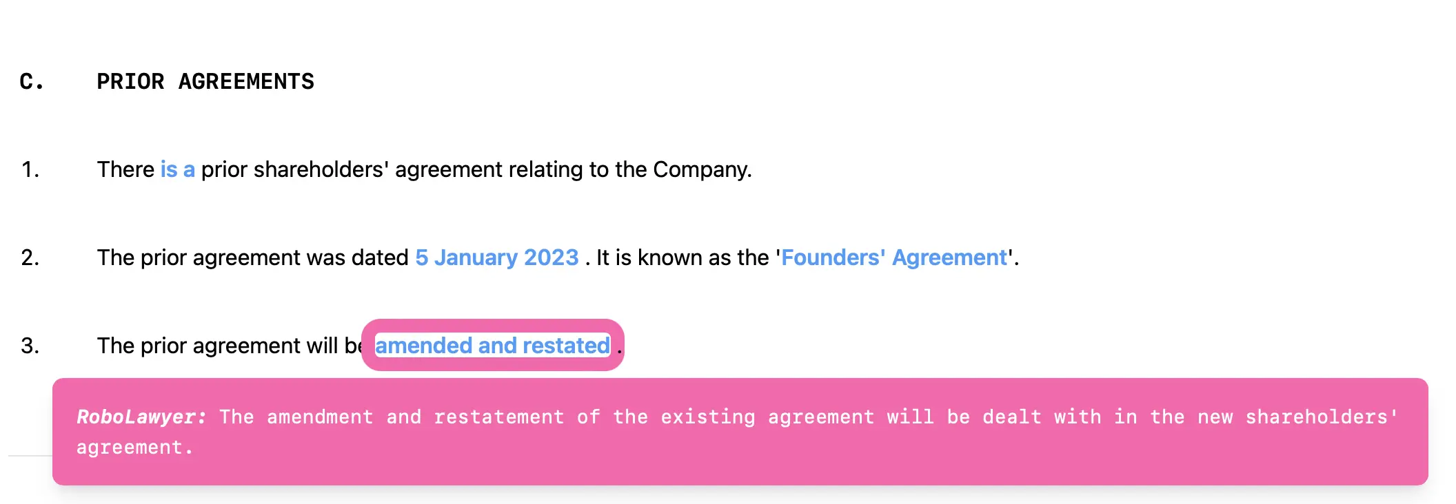 A screenshot showing that no additional document is required based on that same term