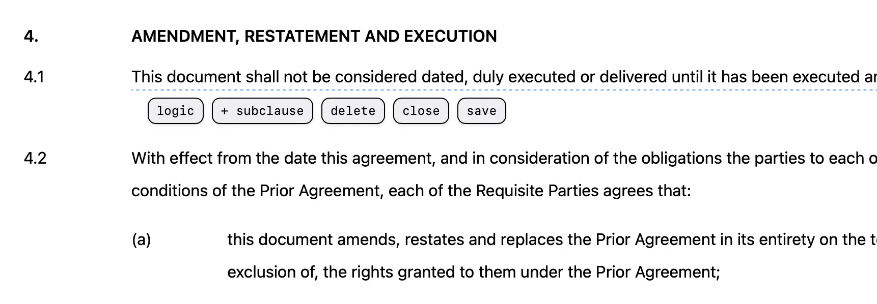 A screenshot showing the altered wording of the same clause